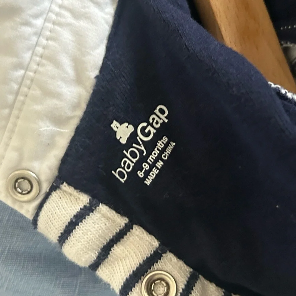 Baby GAP 6-9 Months Baby Striped Navy White 3 in 1 Layer Piece Oufit 100% Cotton